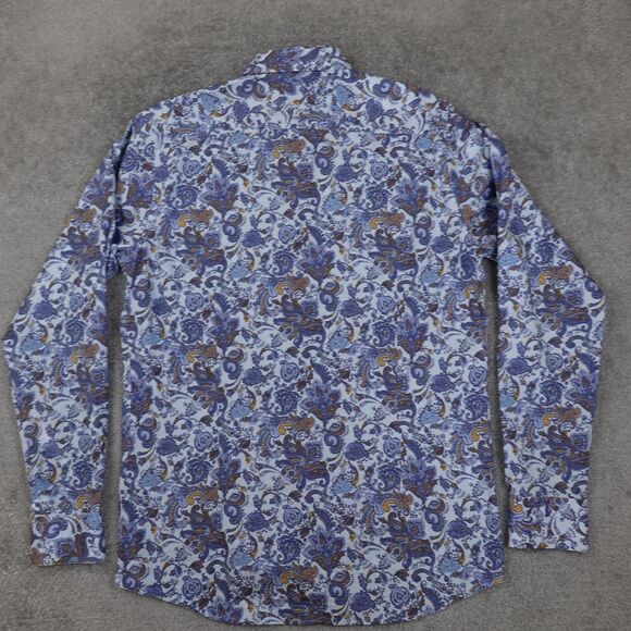 John Henric Shirt Men's 16.5 42 Blue Paisley Milano Button Up Easy Iron Cotton - Picture 6 of 9